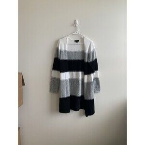 Stitch Fix Fortune + Ivy SZ M Gray, Black, White Long Open Cardigan Sweater